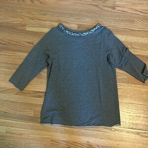 Super soft grey t with detailed neck
